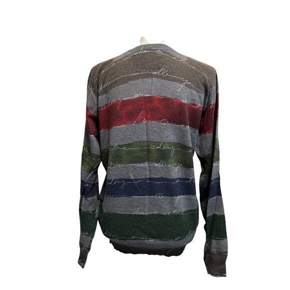 Desigual Men's Striped Striped V-Neck Wool Sweater Size Medium - Picture 5 of 10